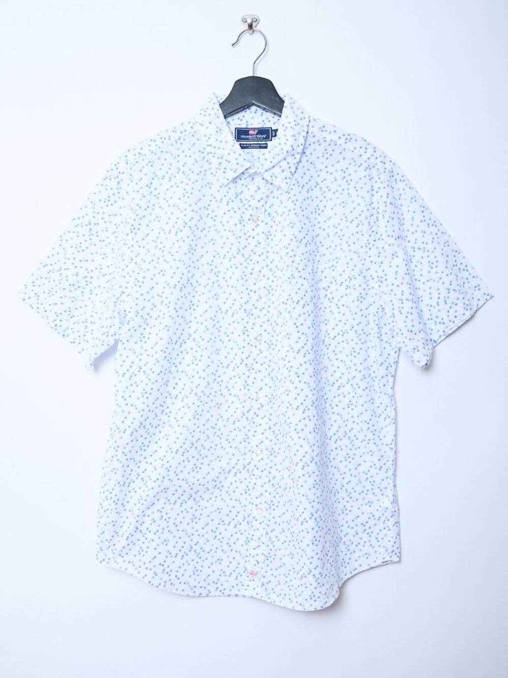 Vineyard Vines 100% Cotton Short Sleeve Button Shirt Geometric Fish Print Casual